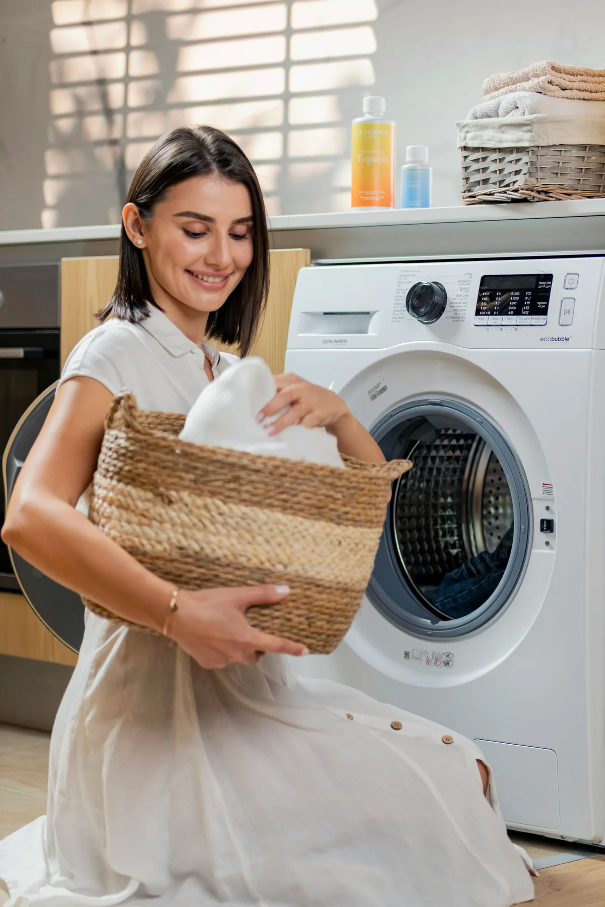 Rufe albe pregătite pentru un program de spălare ecologic
